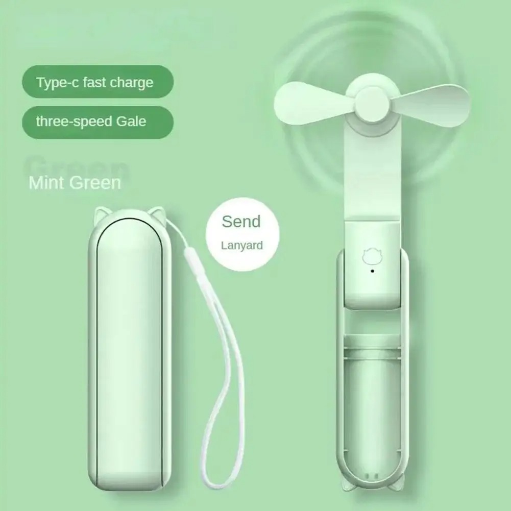 Portable Rechargeable Mini Fan - Foldable, Mute & 2-in-1 Cooling for Outdoor Travel - Image 5