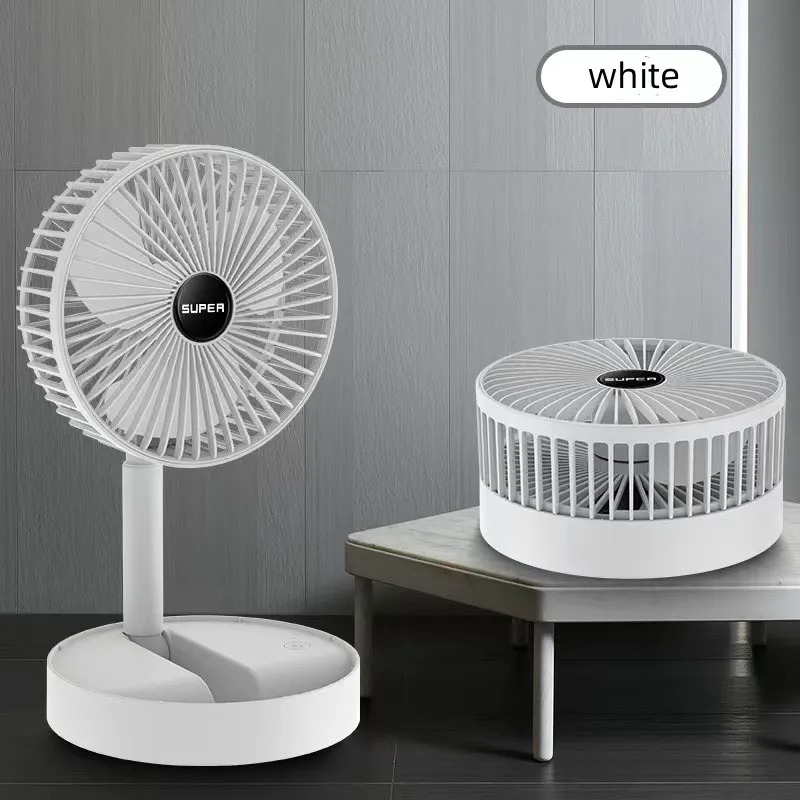Portable 6-Inch Stand Fan with USB Rechargeable Battery, 3 Speeds, Adjustable Height, Quiet Floor Fan