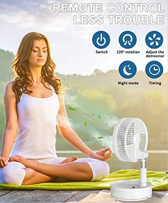 Portable 6-Inch Stand Fan with USB Rechargeable Battery, 3 Speeds, Adjustable Height, Quiet Floor Fan - Image 3