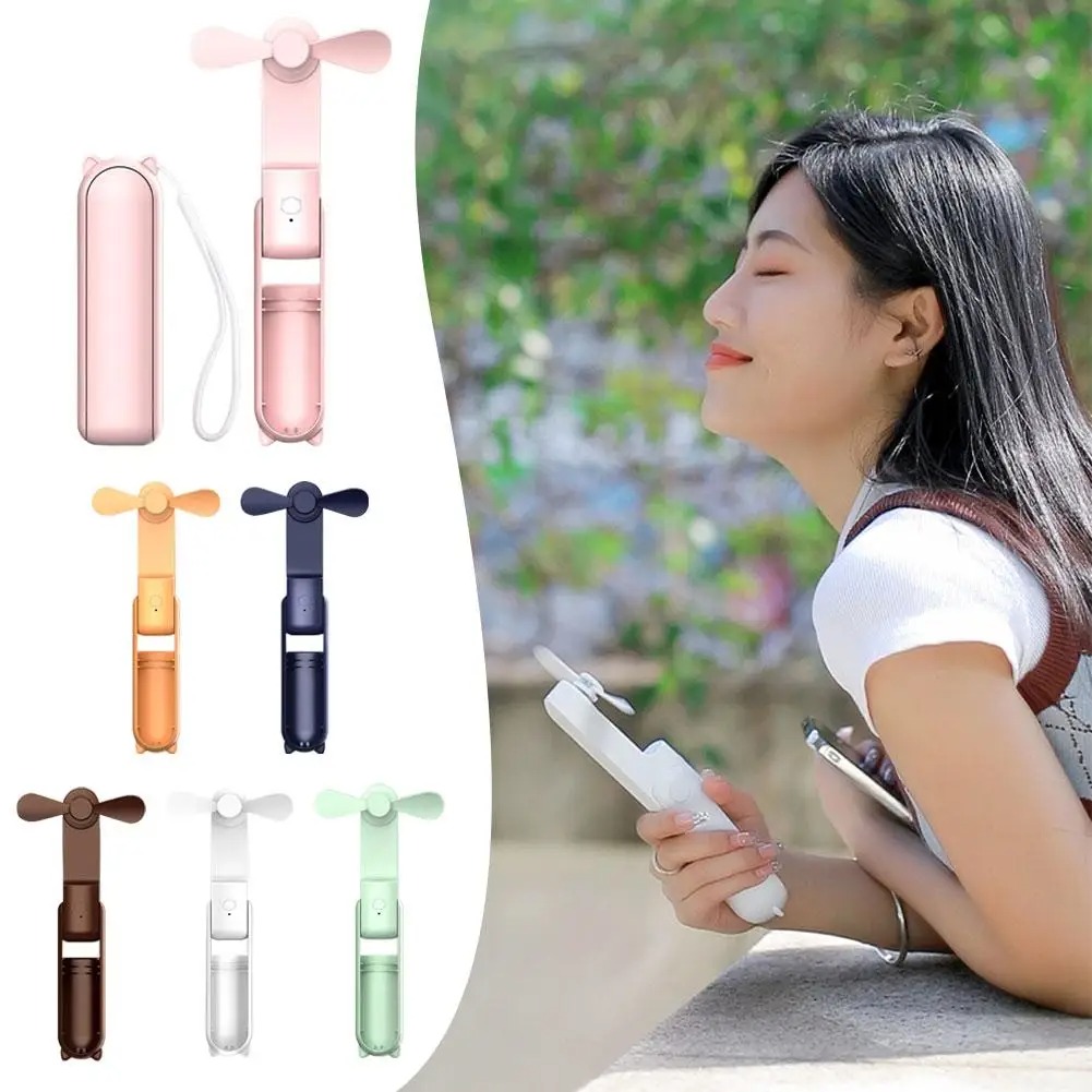 Portable Rechargeable Mini Fan - Foldable, Mute & 2-in-1 Cooling for Outdoor Travel - Image 3