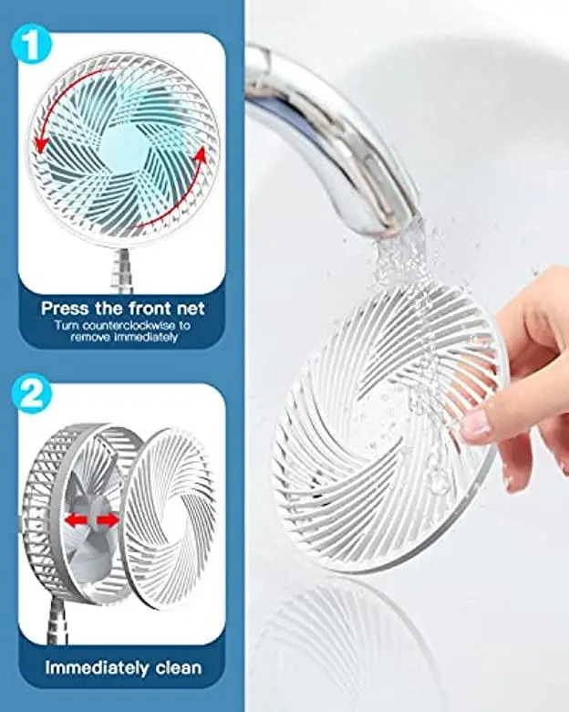 Portable 6-Inch Stand Fan with USB Rechargeable Battery, 3 Speeds, Adjustable Height, Quiet Floor Fan - Image 4