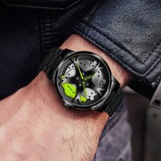 Men's Stainless Steel Quartz Watch - Leather Strap, Military Sports Style